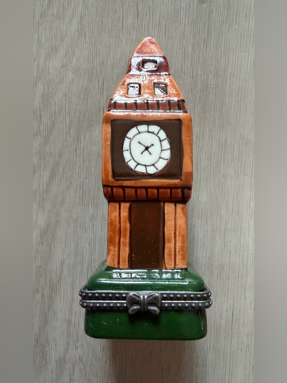Vintage Big Ben Clock London Hand-Painted Ceramic Hinged Trinket Box